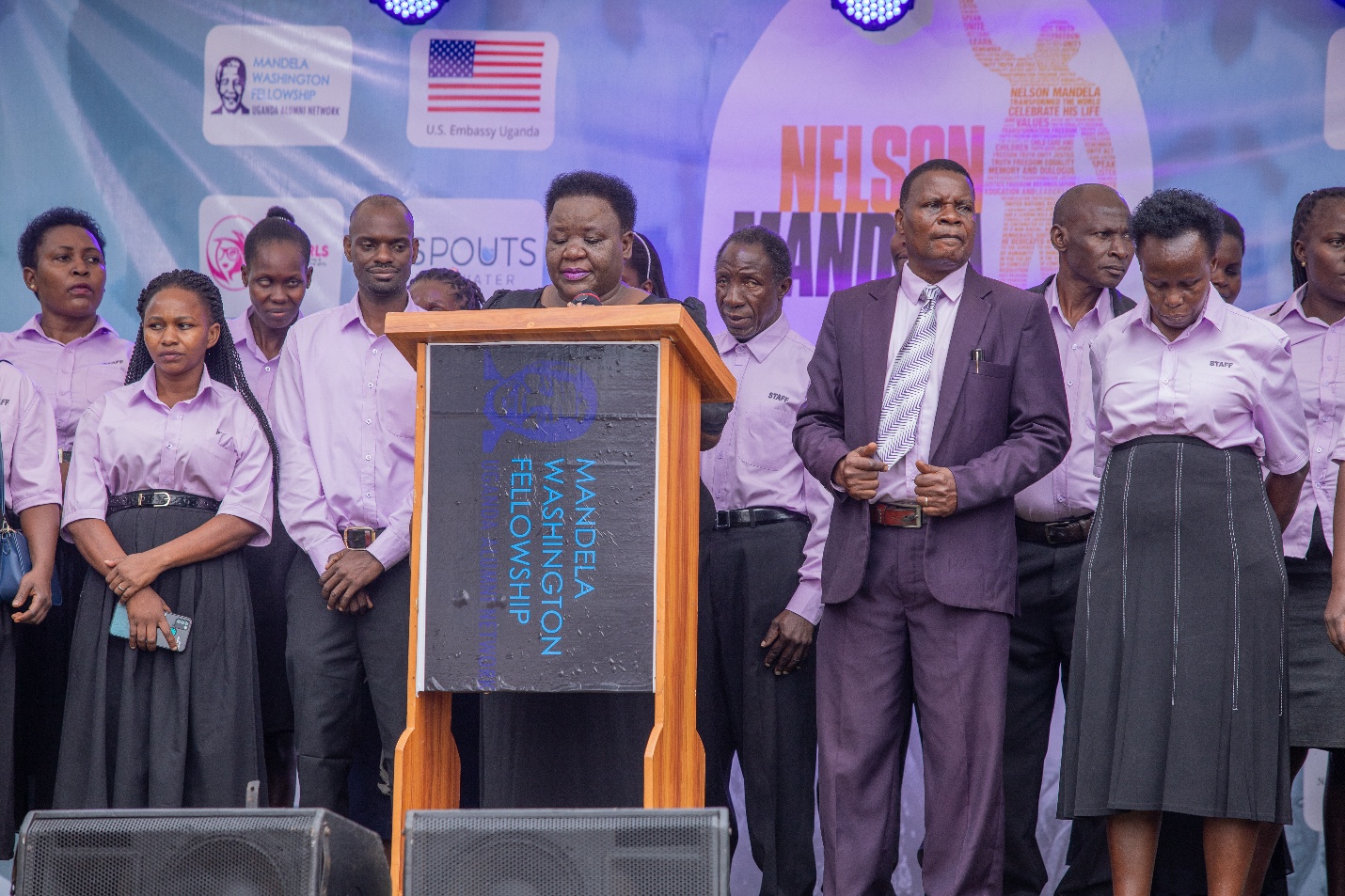 Ms. Asaba Linda Betty, Head Teacher of Spire Road Primary School, welcoming the CleanSIP Campaign.